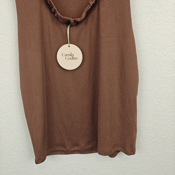 Camila Coelho NWT Minikleod Kennedy Cutout Ribbed Mini Dress In Brick Mauve XS - Picture 6 of 8